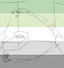 The meme of three people bouncing around a room, with the aromantic flag as an overlay.